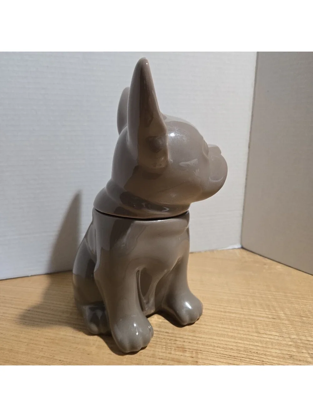French Bulldog Cookie Jar Stoneware Frenchie Dog Treats Canister 10.5x5.25x6